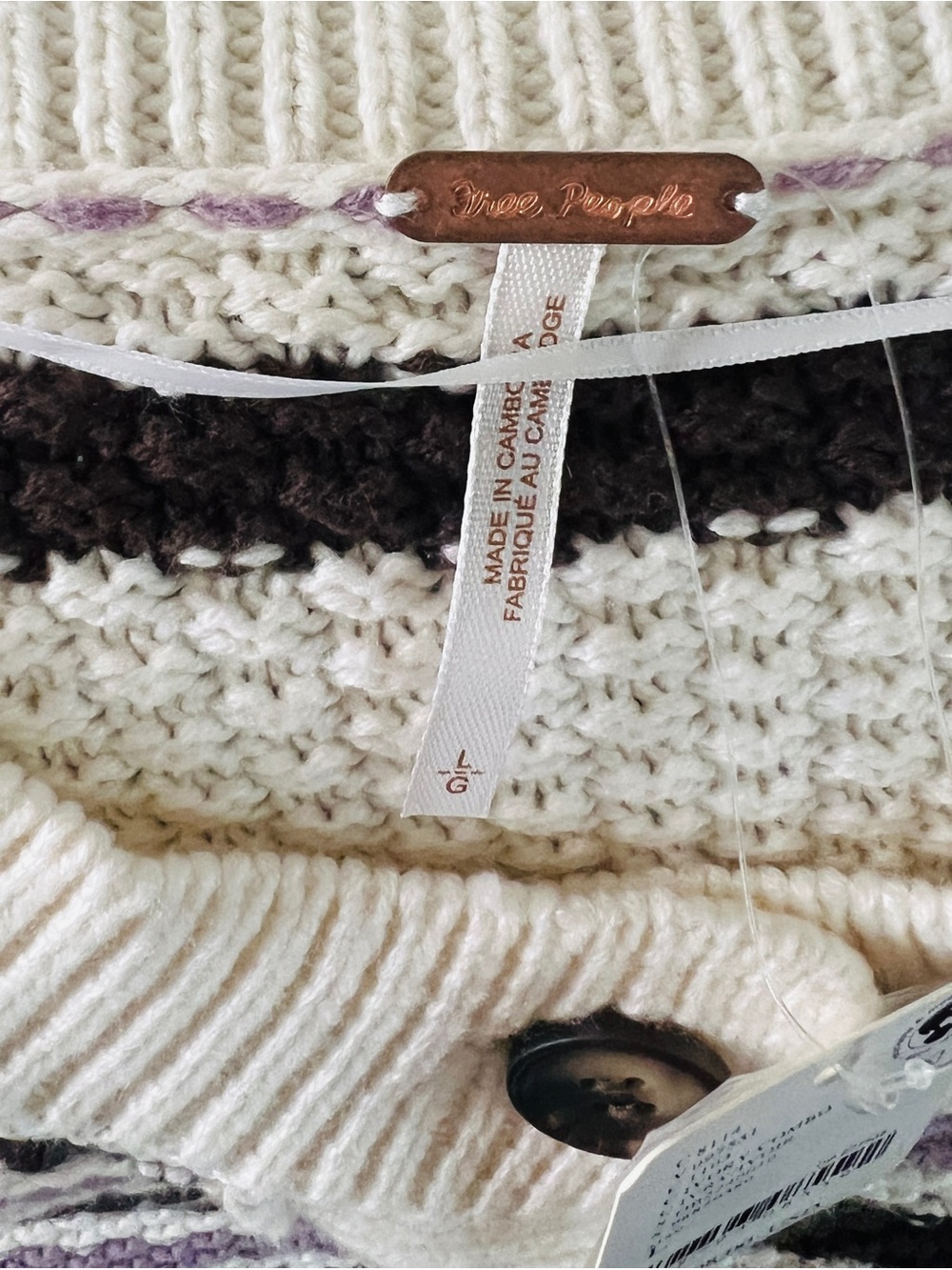 NWT Free People Lila Striped Cardigan in Ivory Combo Size Large - Picture 6 of 12